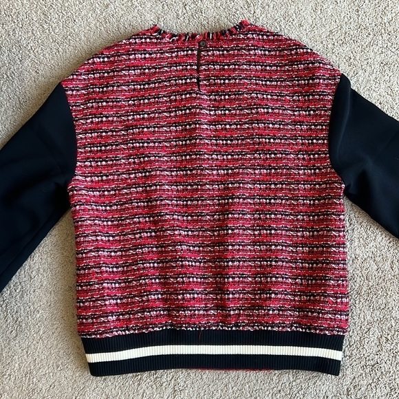 J.Crew Collection Red Black Tweed Wool Blend Sweater - Picture 3 of 7